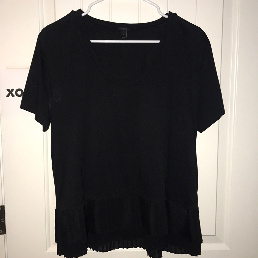 j Crew black ruffle tee
